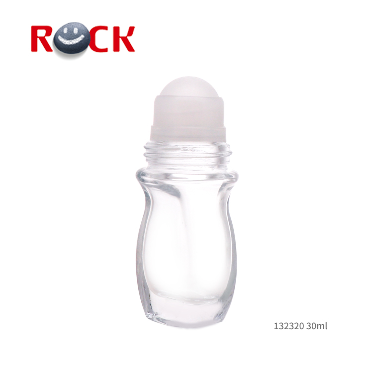 30ml 50ml Glass Roll on Bottles Skin Care Cream Screen Printing Personal Care for Deodorant with Electroplate Cap