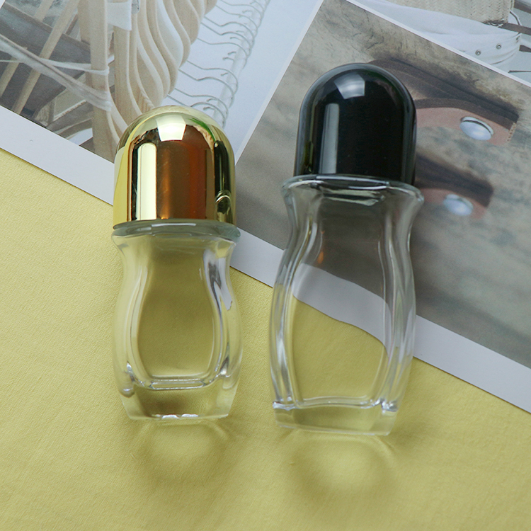 30ml 50ml Glass Roll on Bottles Skin Care Cream Screen Printing Personal Care for Deodorant with Electroplate Cap