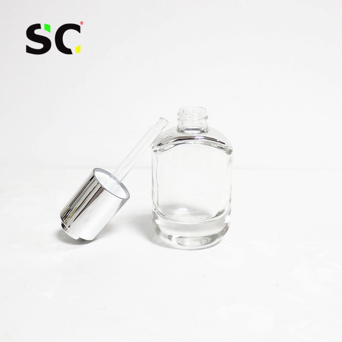 30ml 50ml Luxury Serum Bottle Push Button Cosmeticswith aluminum press pipette dropper essence oil glass bottle