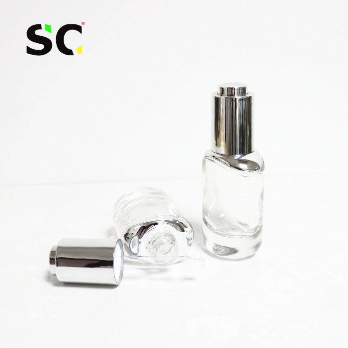 30ml 50ml Luxury Serum Bottle Push Button Cosmeticswith aluminum press pipette dropper essence oil glass bottle