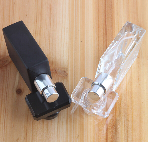 30ml 50ml Nice Clear/Black Square Refillable Perfume Glass Bottle with Pump Sprayer