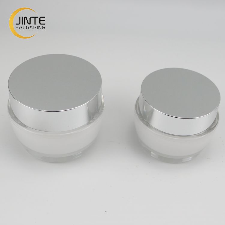 30ml 50ml Pearl White Acrylic Cream Jar With Silver Cap