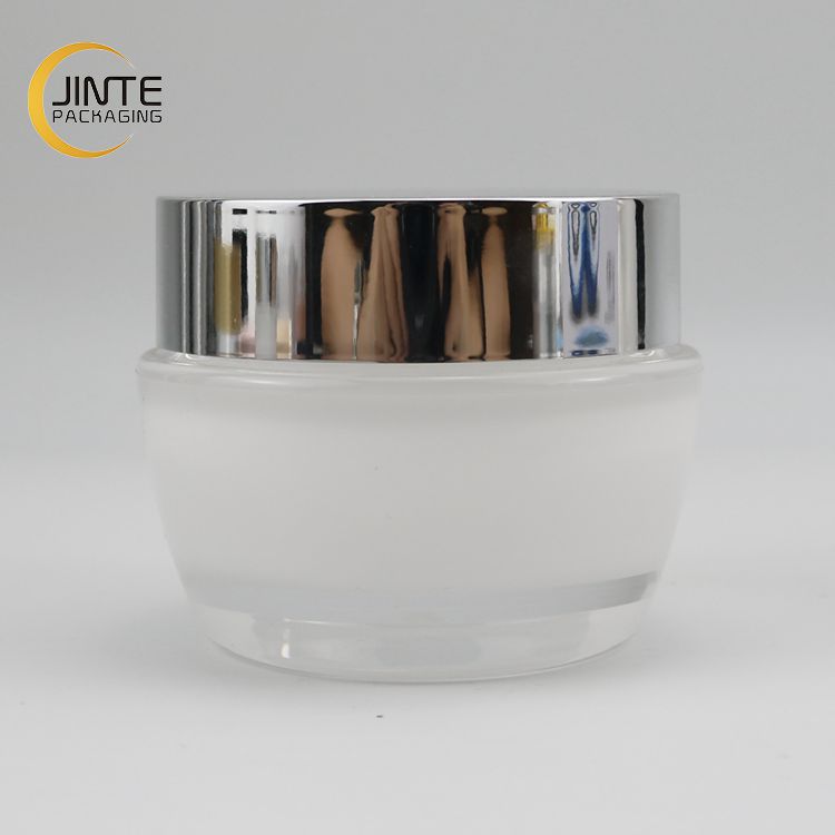 30ml 50ml Pearl White Acrylic Cream Jar With Silver Cap