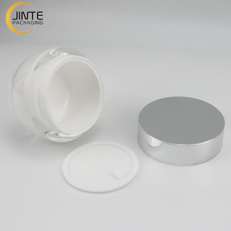 30ml 50ml Pearl White Acrylic Cream Jar With Silver Cap