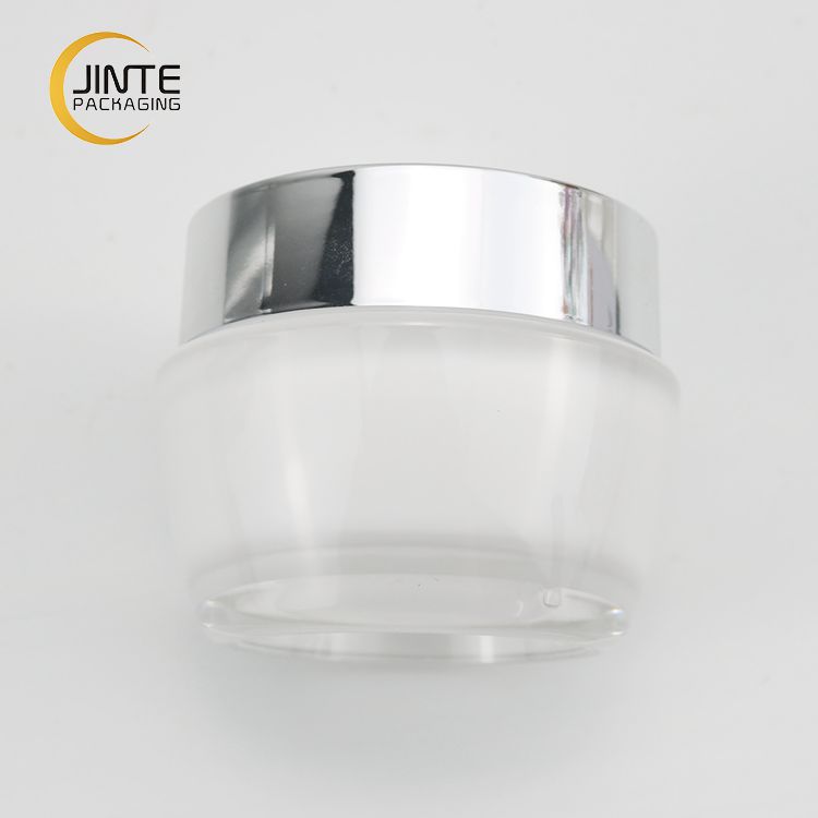 30ml 50ml Pearl White Acrylic Cream Jar With Silver Cap