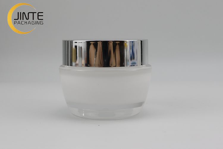 30ml 50ml Pearl White Acrylic Cream Jar With Silver Cap
