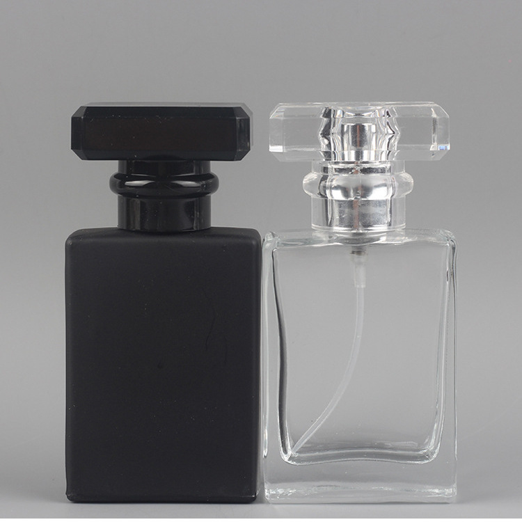 30ml 50ml Rectangle Empty Crystal Mens Elegant Black Perfume Spray Glass Bottle