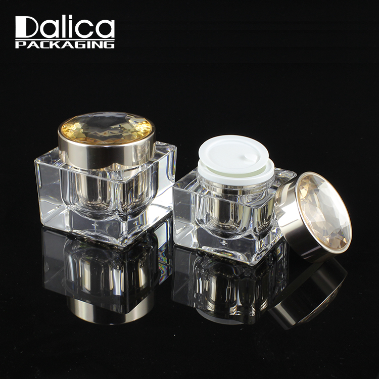 30ml 50ml Square Double Wall Body Cream Cosmetic Acrylic Jar with Cover
