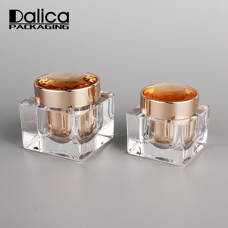 30ml 50ml Square Double Wall Body Cream Cosmetic Acrylic Jar with Cover