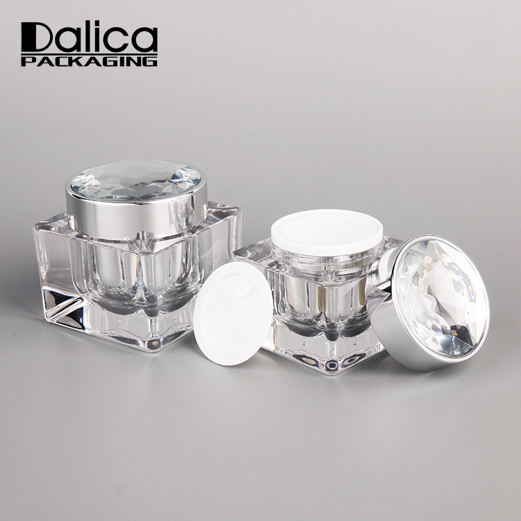30ml 50ml Square Double Wall Body Cream Cosmetic Acrylic Jar with Cover
