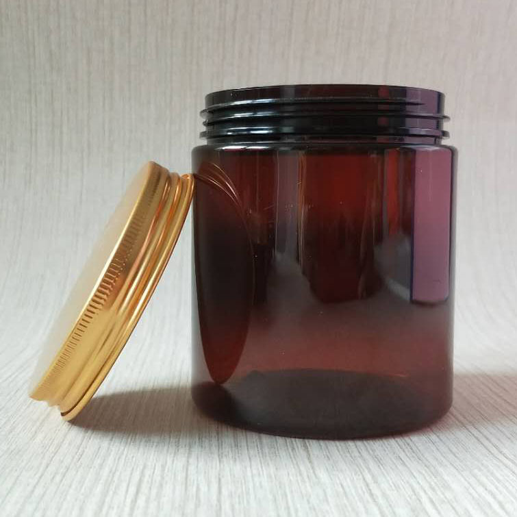 30ml 50ml amber black plastic jars with aluminum lids for hair mask cosmetic packaging clear amber black pet plastic cream jar