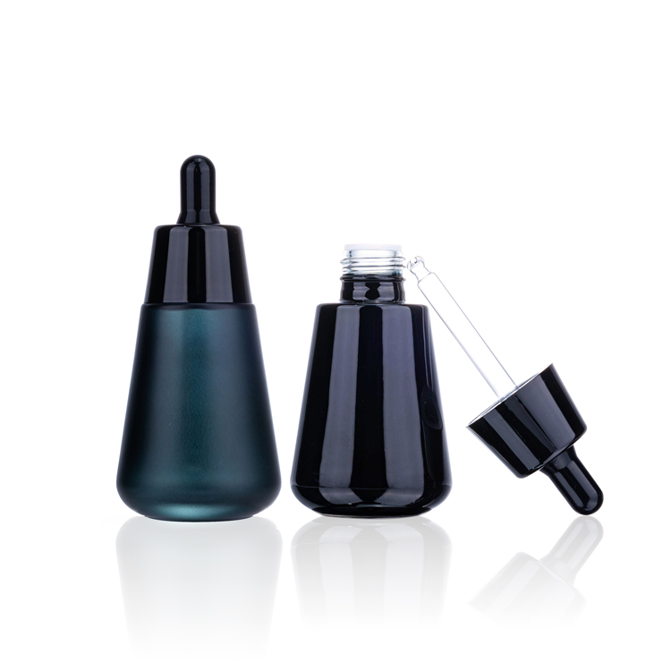 30ml 50ml black hair oil bottles lotion serum cosmetic bottle matte black glass dropper bottle