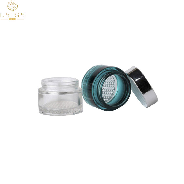 30ml 50ml clear or Custom color cosmetic glass jar with silver/golden lid 30g 50g 1oz 1.7oz cream jars with mesh style base