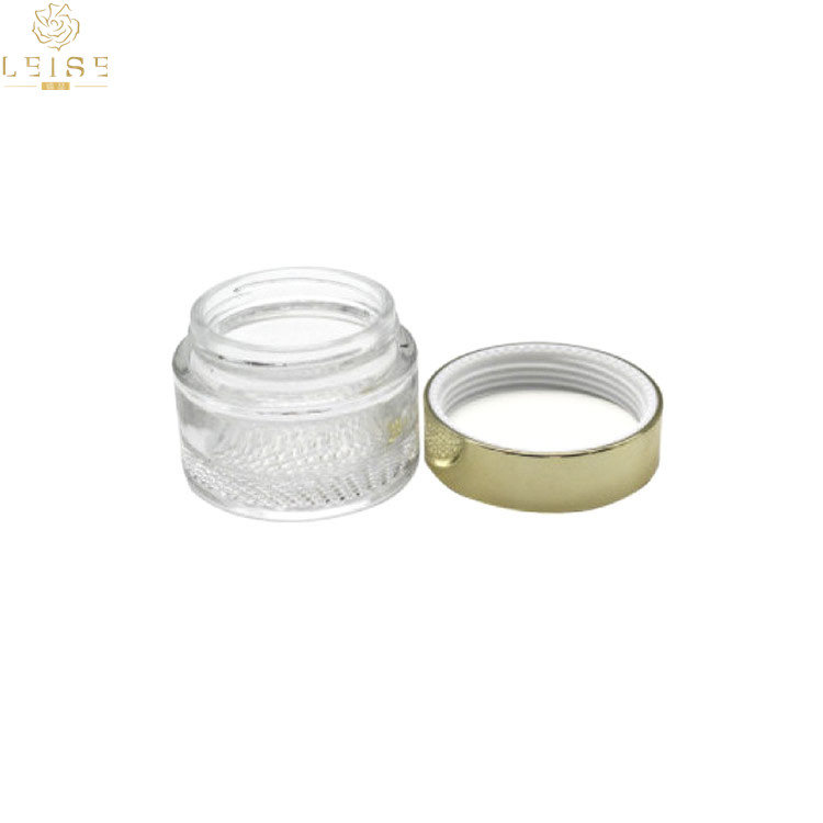 30ml 50ml clear or Custom color cosmetic glass jar with silver/golden lid 30g 50g 1oz 1.7oz cream jars with mesh style base
