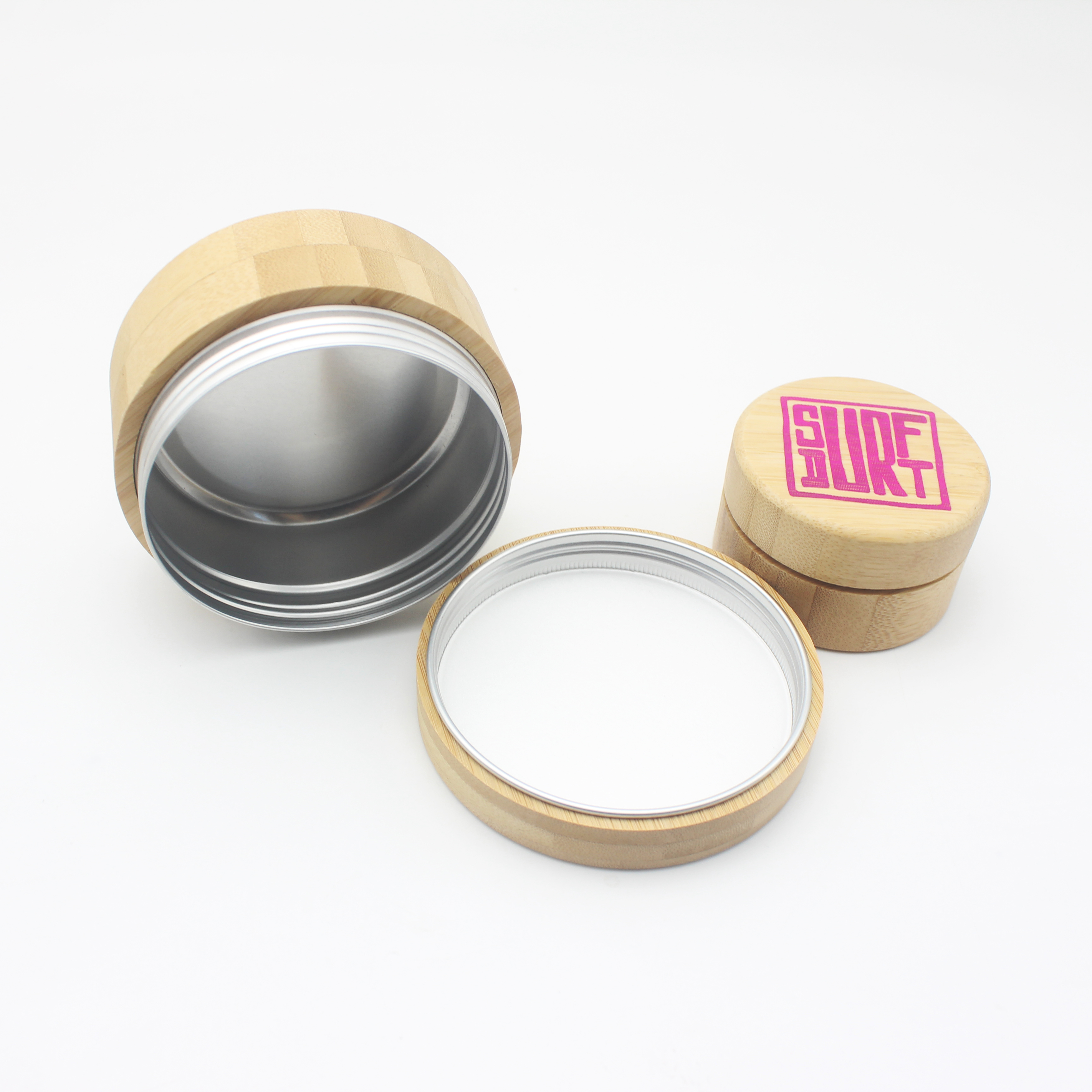 30ml 50ml cosmetic cream body butter bamboo aluminum jar beard balm BP-298K