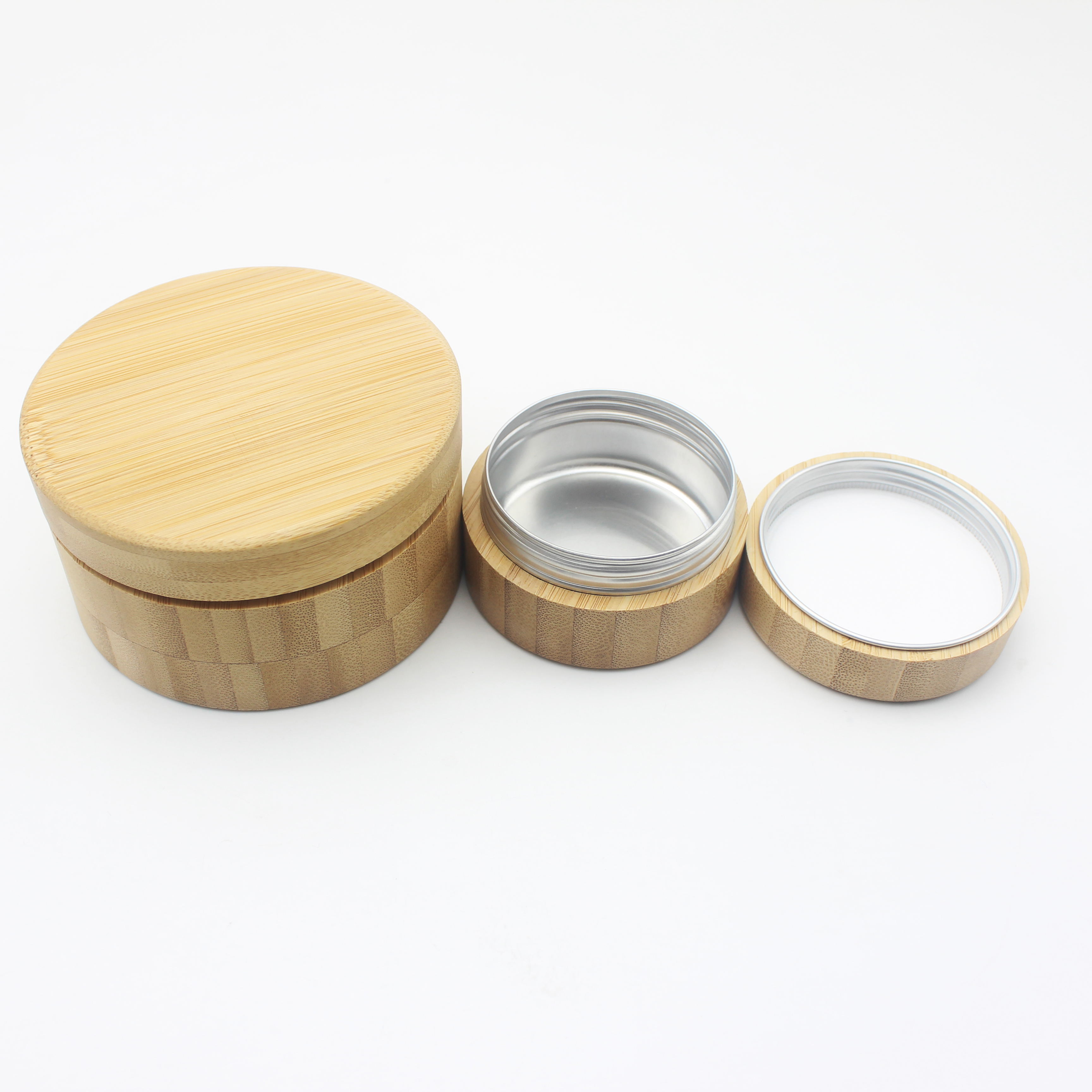 30ml 50ml cosmetic cream body butter bamboo aluminum jar beard balm BP-298K