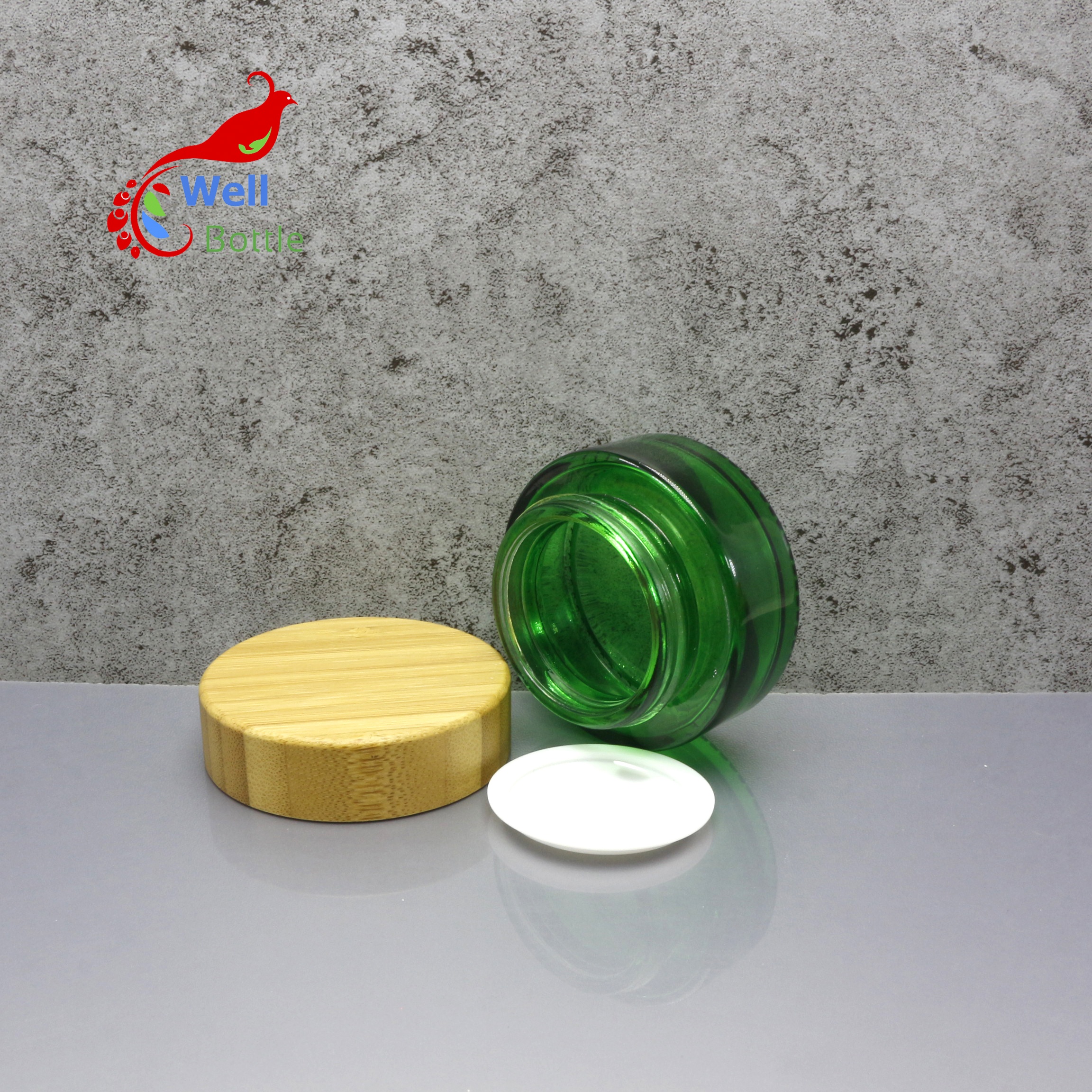 30ml 50ml cosmetic cream packaging glass bamboo lip balm container BJ-603C