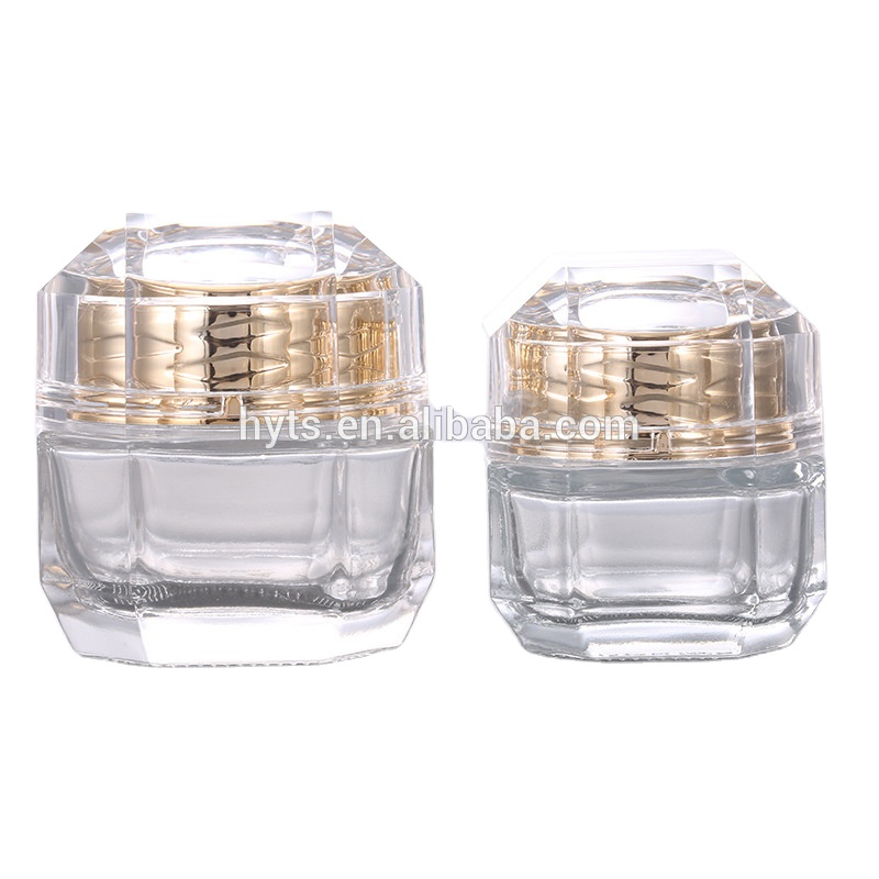 30ml 50ml cosmetic fancy clear decorative glass jar