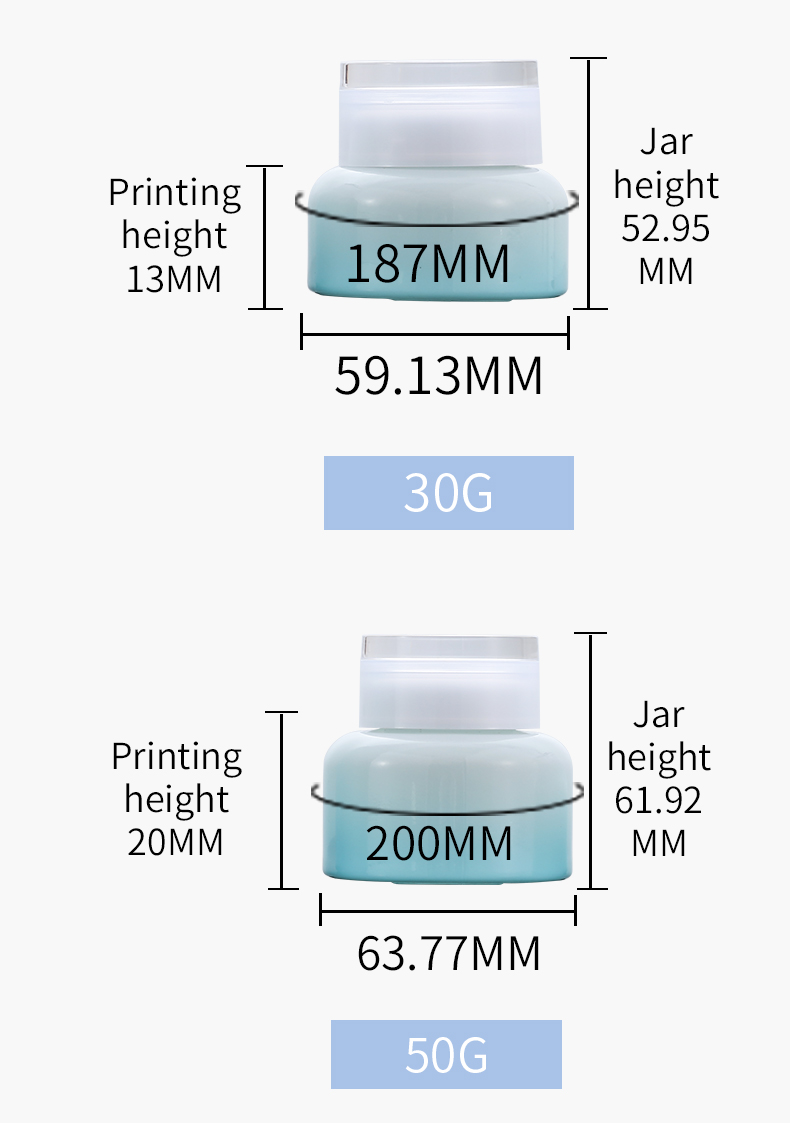 30ml 50ml cream jar cosmetic gradual change custom glass jars and containers with cosmetic cream jar