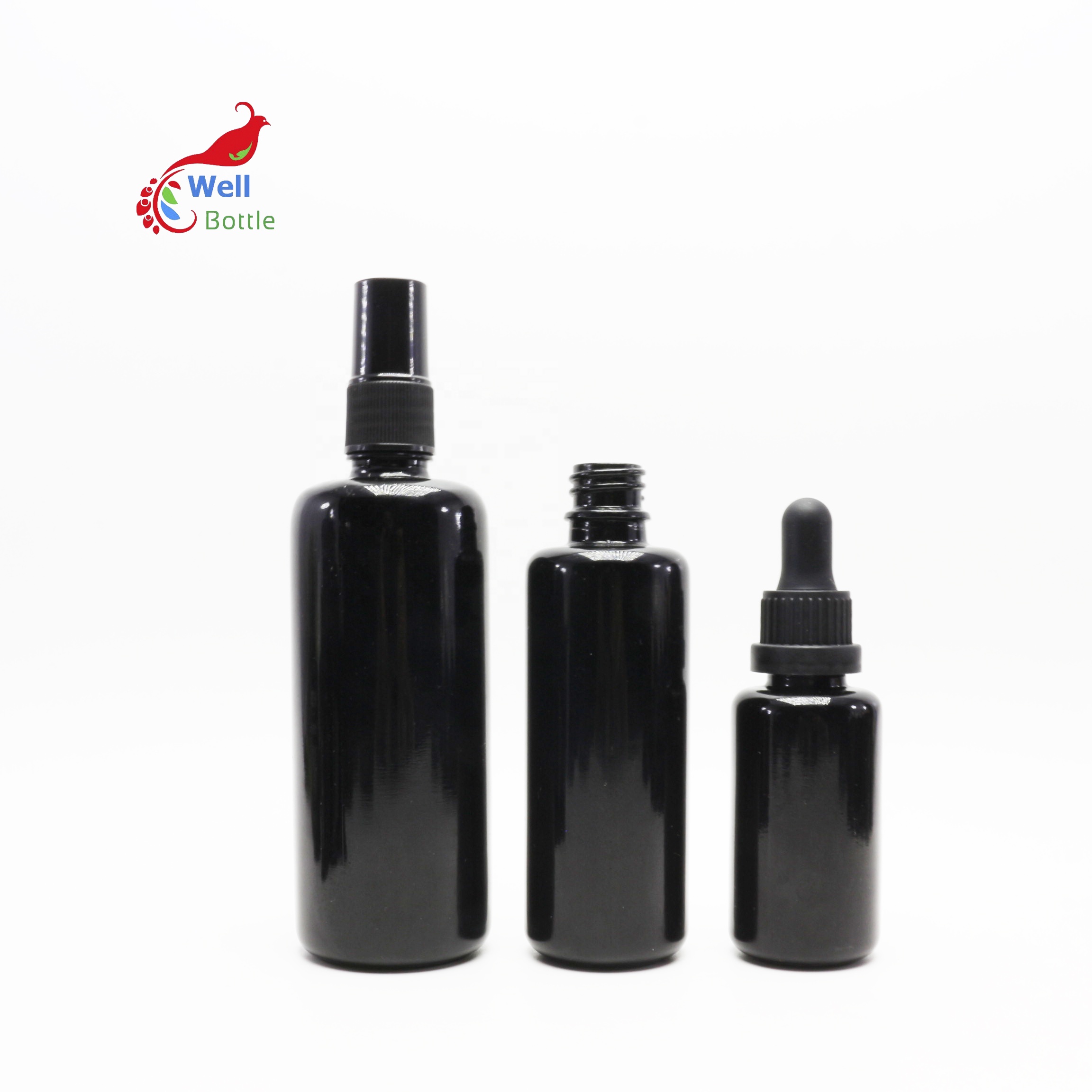 30ml 50ml dark violet glass essential oil serum bottle with pump dropper VJ-115N