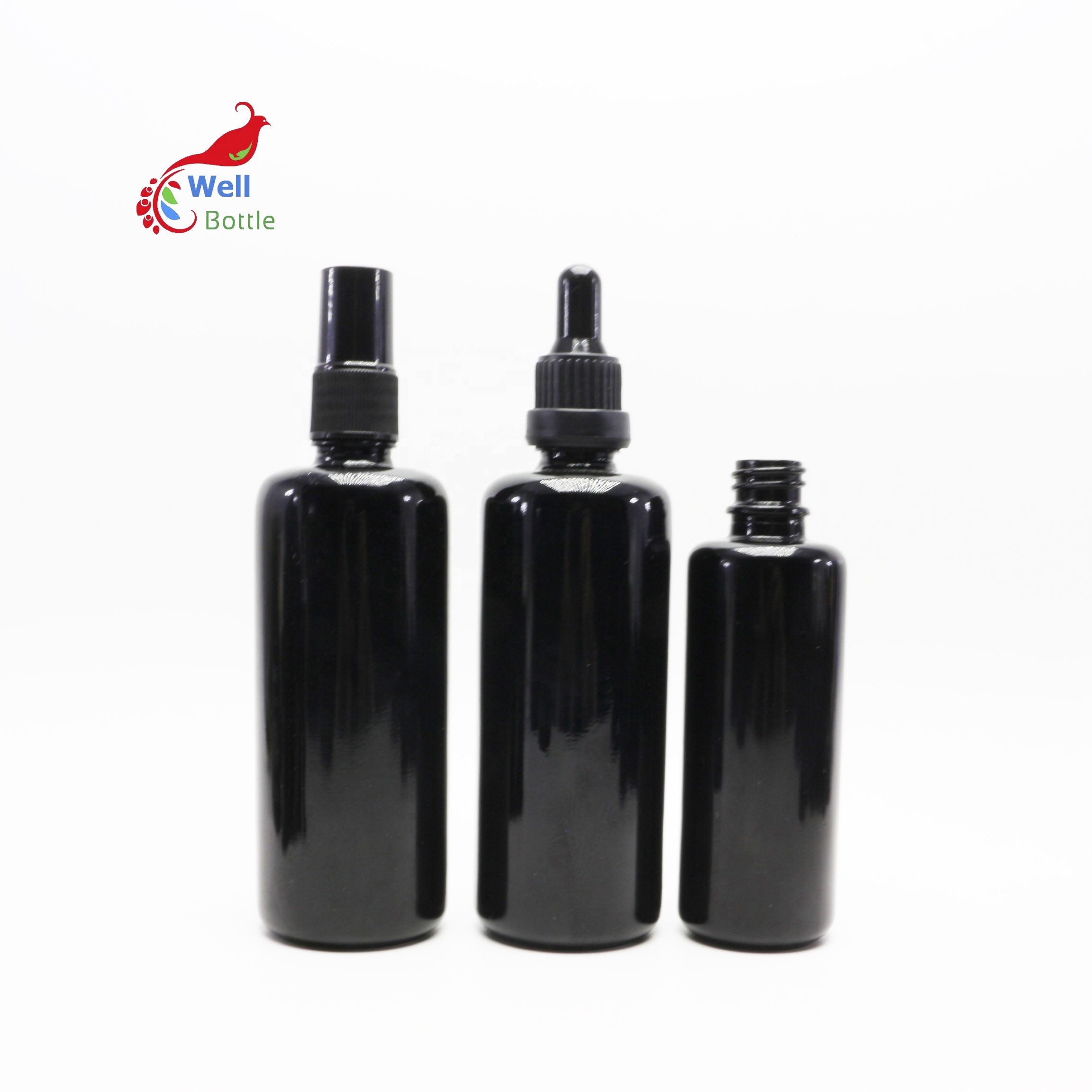 30ml 50ml dark violet glass essential oil serum bottle with pump dropper VJ-115N