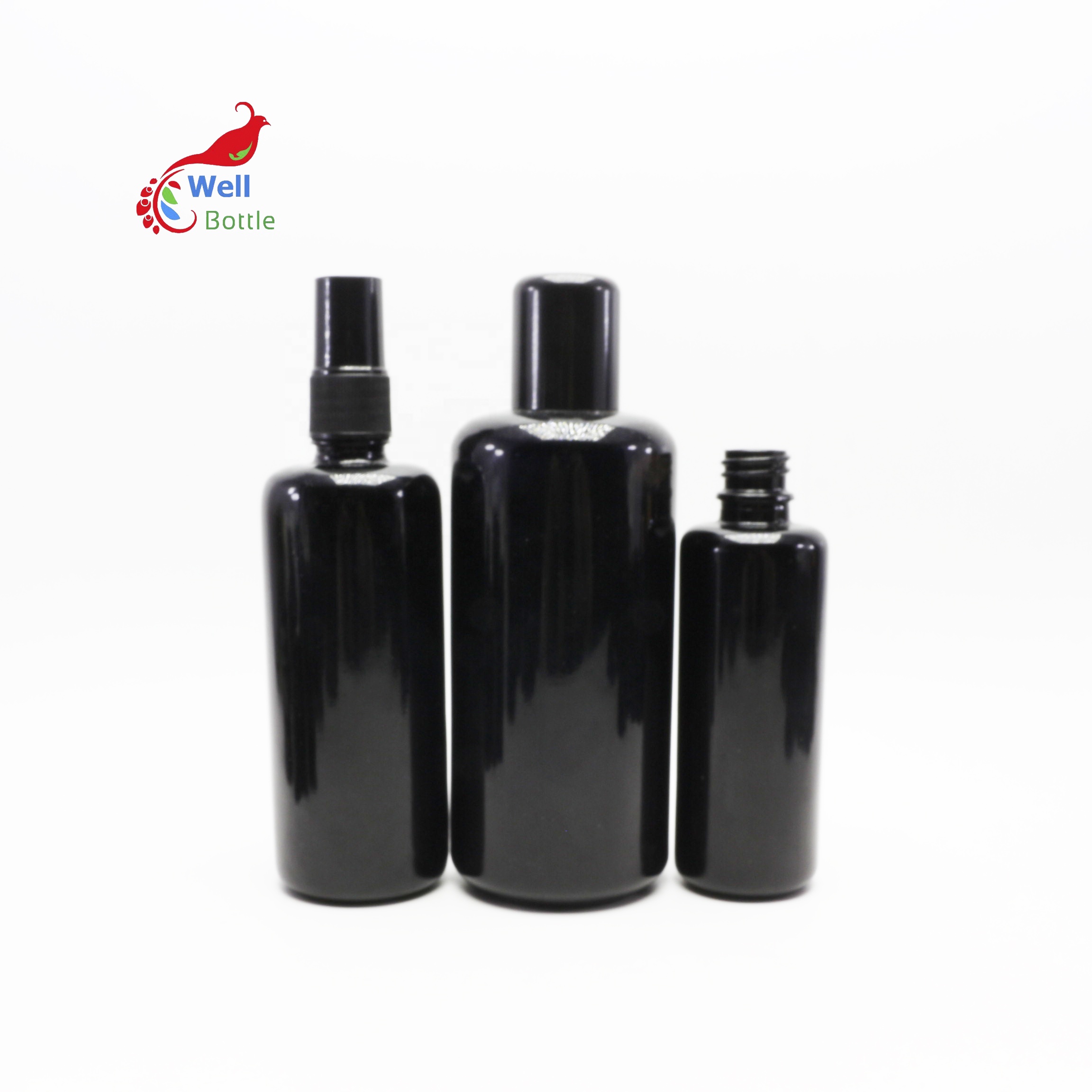 30ml 50ml dark violet glass essential oil serum bottle with pump dropper VJ-115N