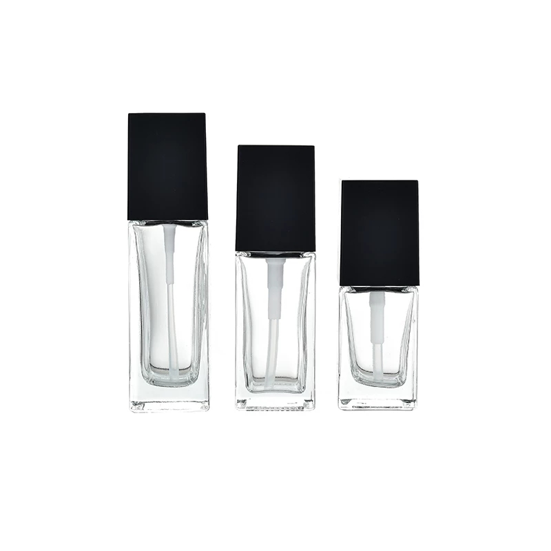 30ml 50ml empty cosmetic Factory supply frosted liquid foundation glass bottle/container make up packaging with squeeze pump