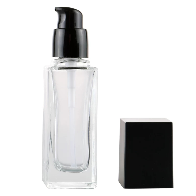 30ml 50ml empty cosmetic Factory supply frosted liquid foundation glass bottle/container make up packaging with squeeze pump