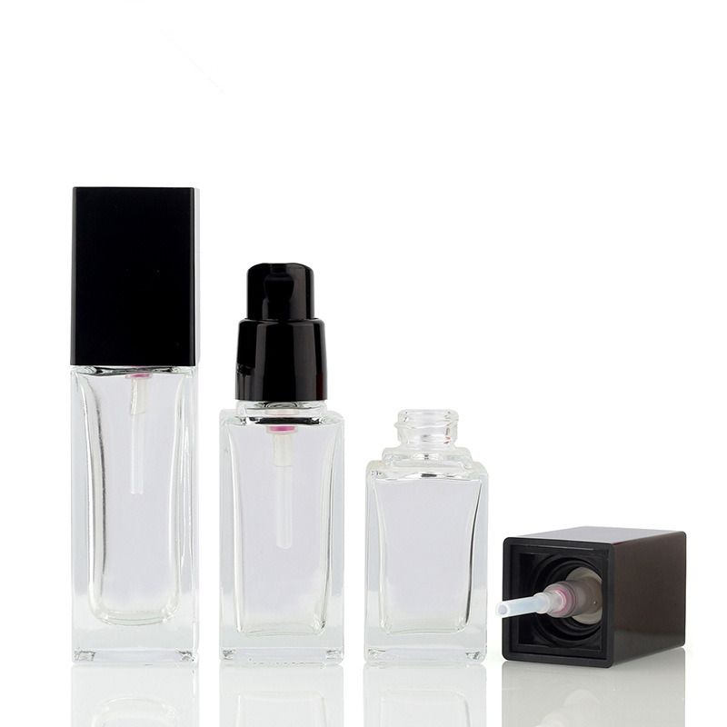 30ml 50ml empty cosmetic Factory supply frosted liquid foundation glass bottle/container make up packaging with squeeze pump