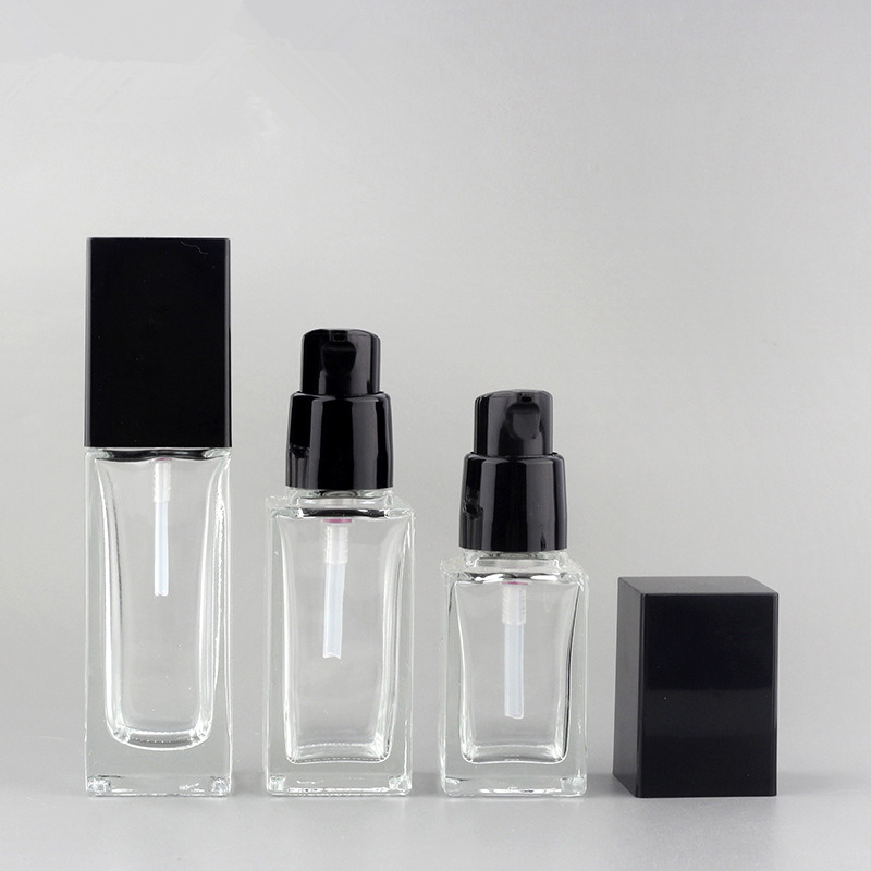 30ml 50ml empty cosmetic Factory supply frosted liquid foundation glass bottle/container make up packaging with squeeze pump