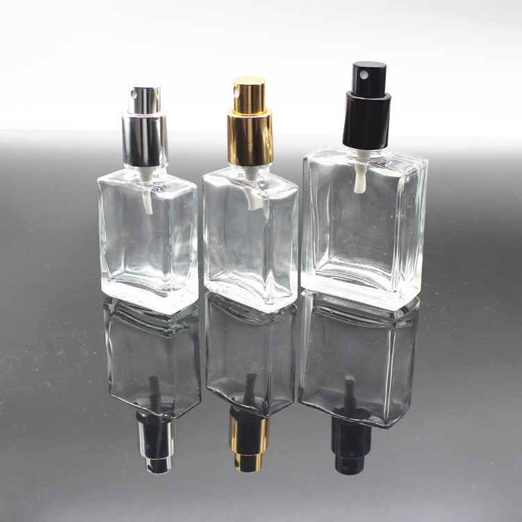 30ml 50ml empty rectangular glass spray bottle for essential oil,30ml square glass bottle with aluminum sprayer cap