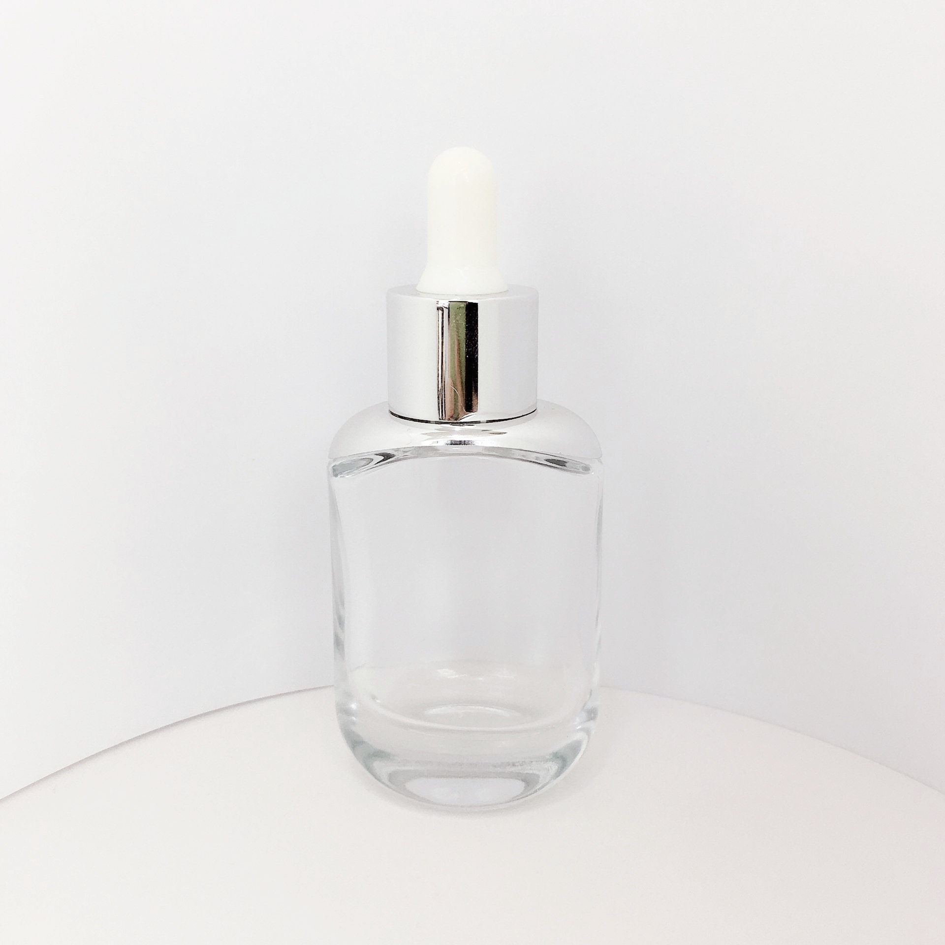 30ml 50ml  essential oil serum flat shoulder  clear glass dropper bottle