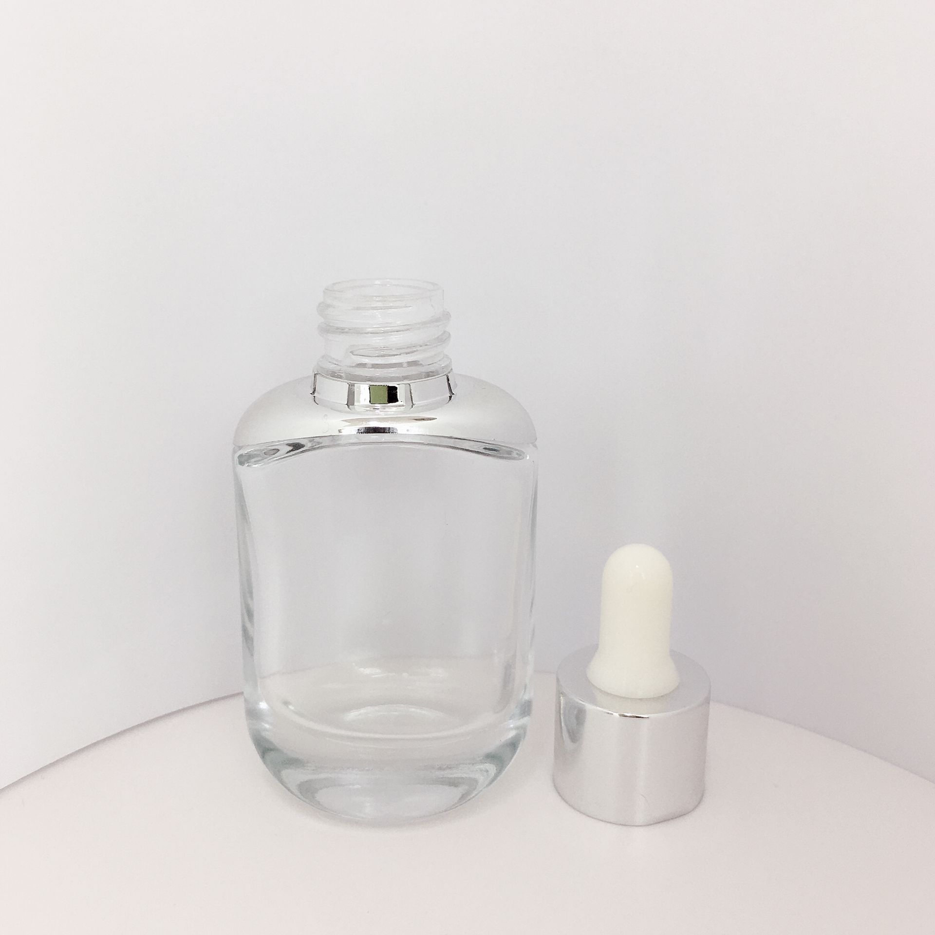 30ml 50ml essential oil serum flat shoulder clear glass dropper bottle