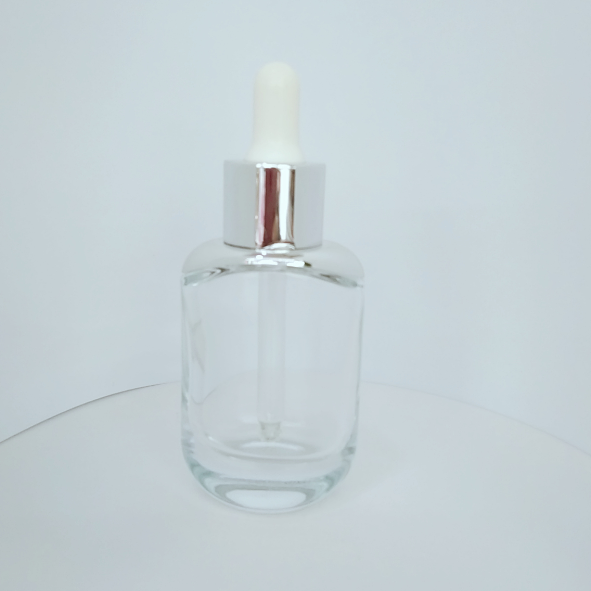 30ml 50ml essential oil serum flat shoulder clear glass dropper bottle