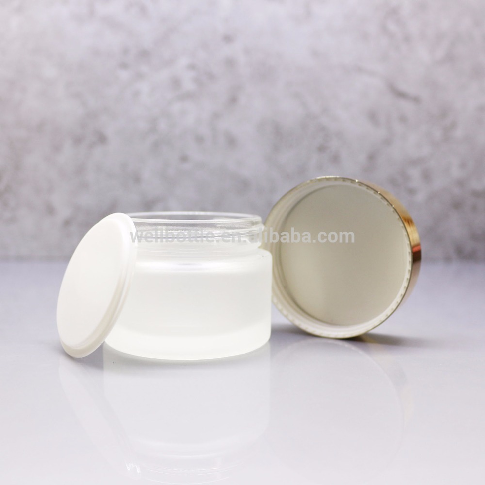 30ml 50ml frost mason glass jar with gold aluminum cap for milk cream face cream RJ-35T