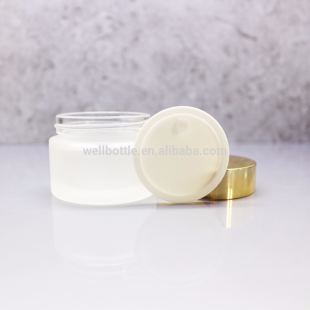30ml 50ml frost mason glass jar with gold aluminum cap for milk cream face cream RJ-35T