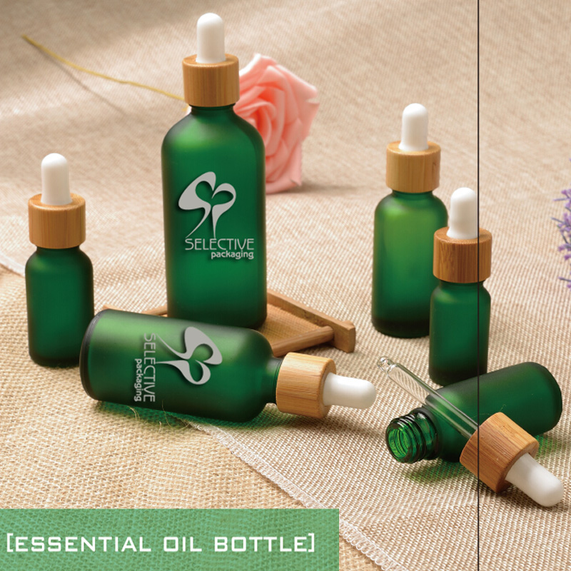 30ml 50ml frosted green glass hair oil empty bottles dropper packaging