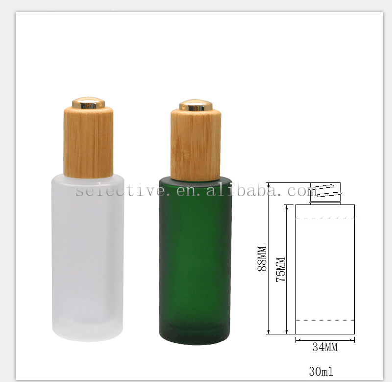 30ml 50ml frosted green glass hair oil empty bottles dropper packaging