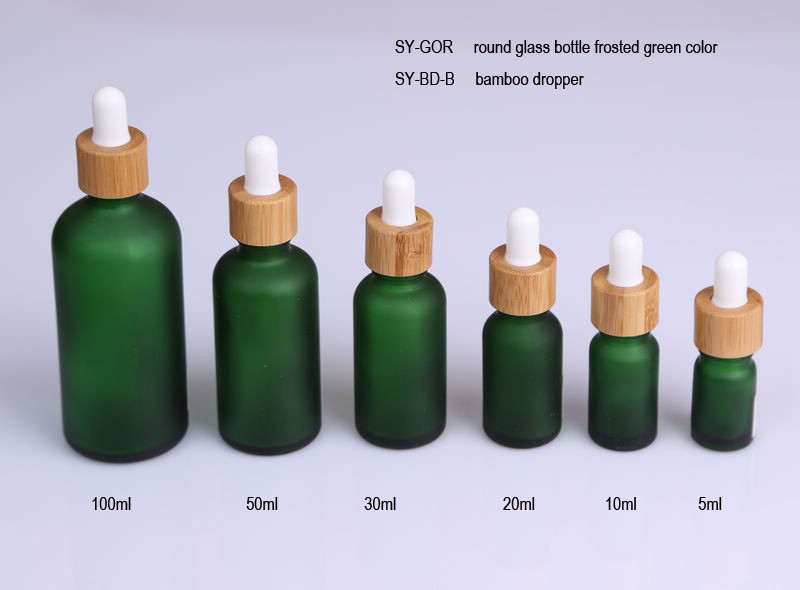 30ml 50ml frosted green glass hair oil empty bottles dropper packaging