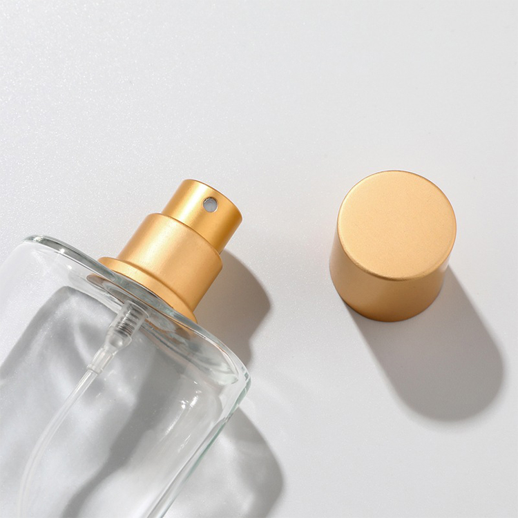 30ml 50ml glass square frosted perfume bottle cosmetic packaging spray bottles with gold silver spray cap