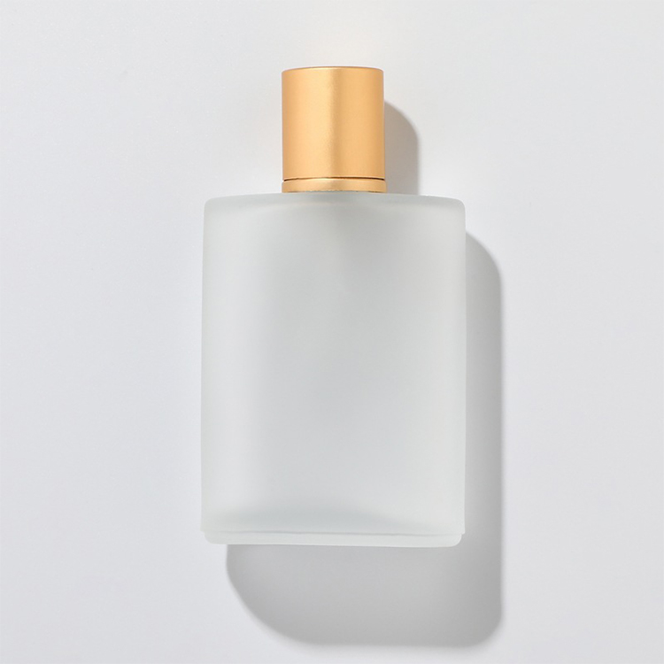 30ml 50ml glass square frosted perfume bottle cosmetic packaging spray bottles with gold silver spray cap