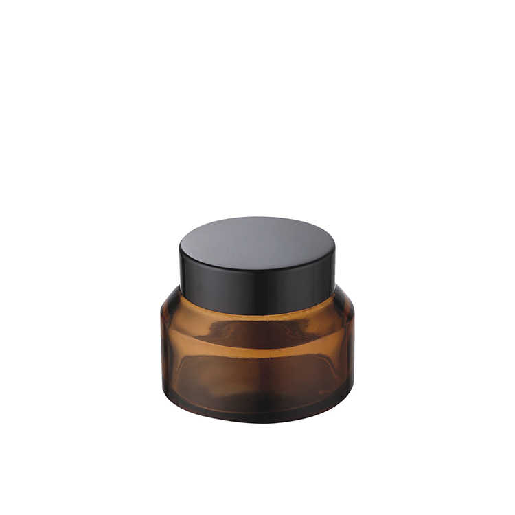 30ml 50ml good quality cosmetic empty clear amber color glass jar 15g 30g 50g 100g glass cream jars with black lid