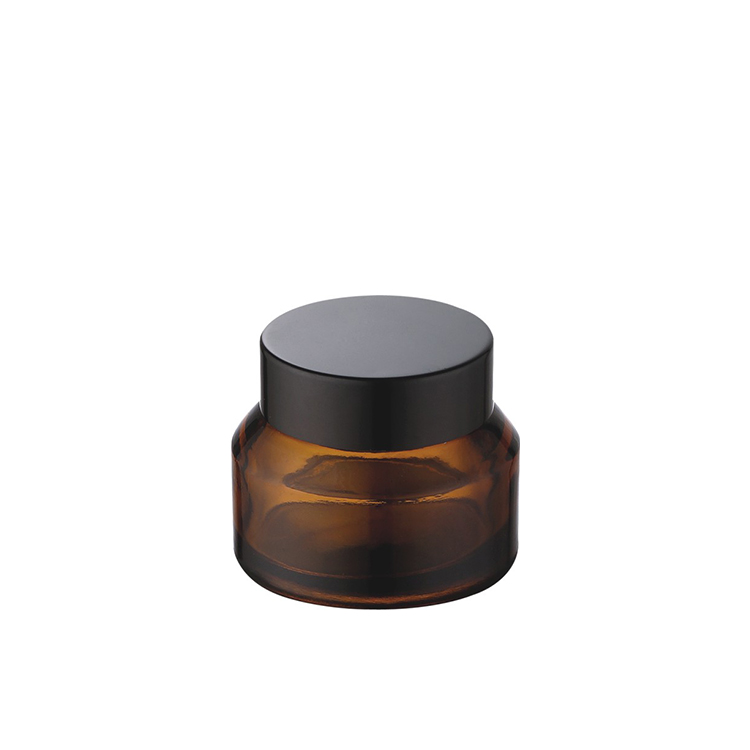 30ml 50ml good quality cosmetic empty clear amber color glass jar 15g 30g 50g 100g glass cream jars with black lid
