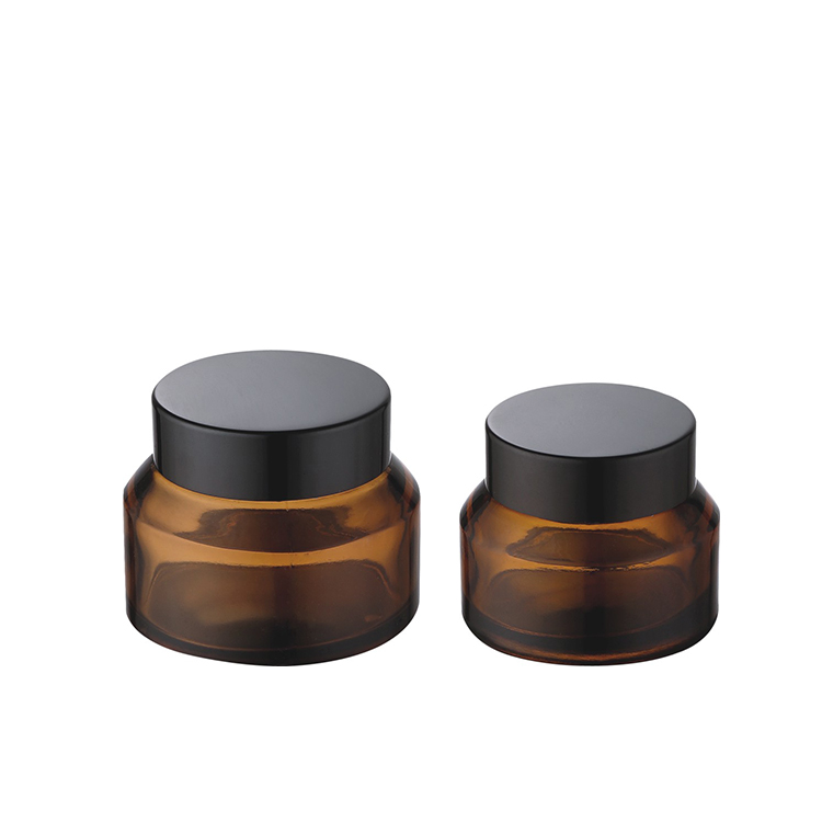 30ml 50ml good quality empty amber color glass jar 15g 30g 50g 100g air tight glass cosmetic cream jars with black lid