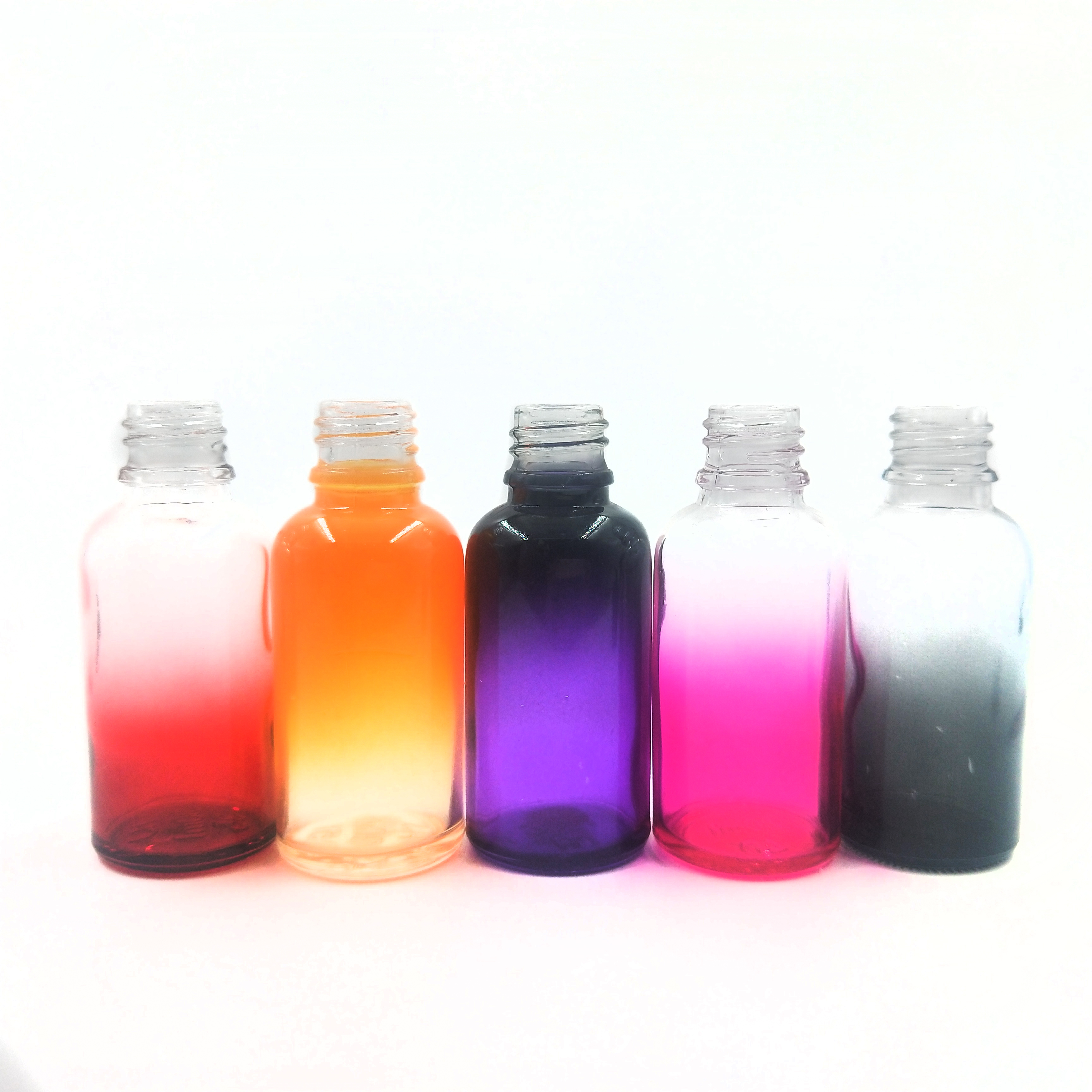 30ml 50ml gradient Boston round glass dropper essential oil bottle with child protective cap