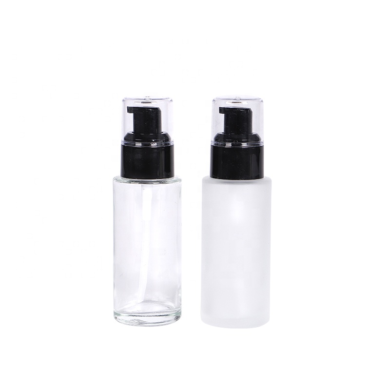 30ml 50ml manufacture hot sales products white glass bottles for cosmetics with lotion pump