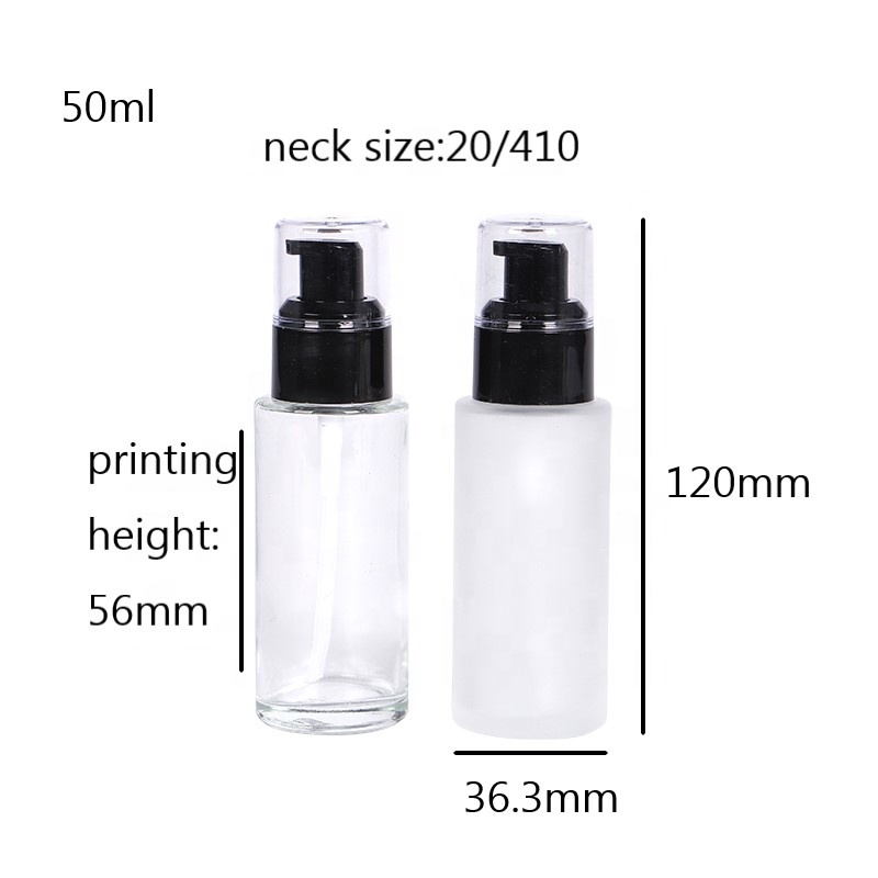 30ml 50ml manufacture hot sales products white glass bottles for cosmetics with lotion pump