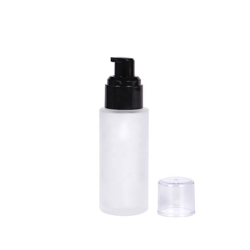 30ml 50ml manufacture hot sales products white glass bottles for cosmetics with lotion pump