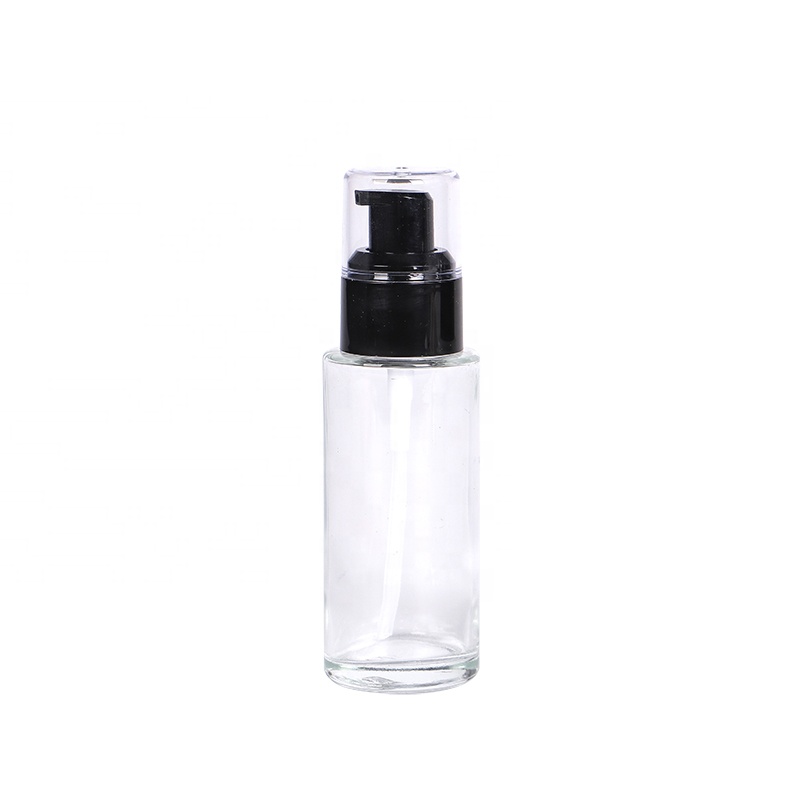 30ml 50ml manufacture hot sales products white glass bottles for cosmetics with lotion pump