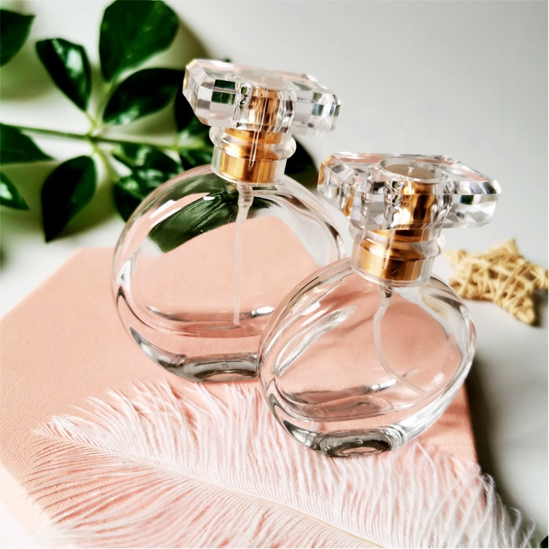 30ml 50ml personalised Refillable Round Shape Glass Empty Sprayer Perfume Bottle Bottles
